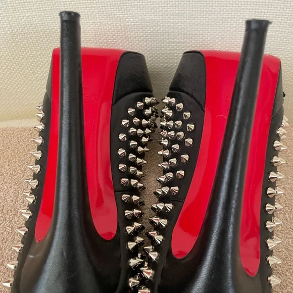 CHRISTIAN LOUBOUTIN BIANCA SHOES BLACK-SILVER SIZE 40.5 - Picture 7 of 11